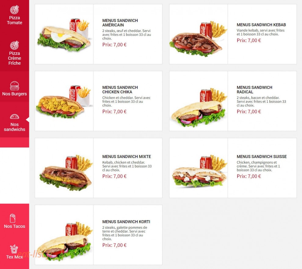 Five food — carte page 4