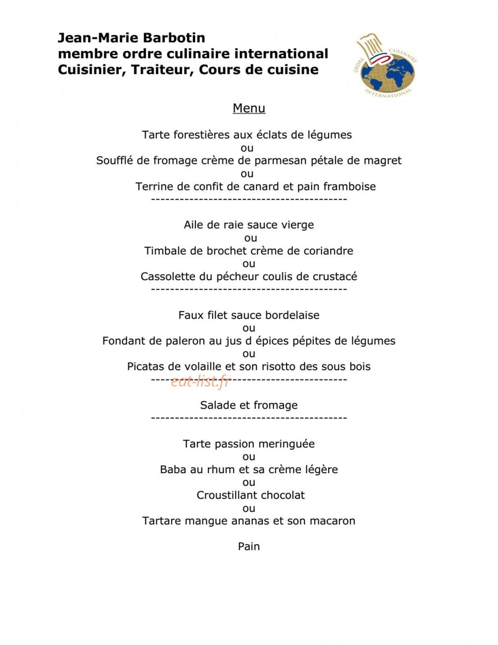 Jmb Traiteur — carte page 2