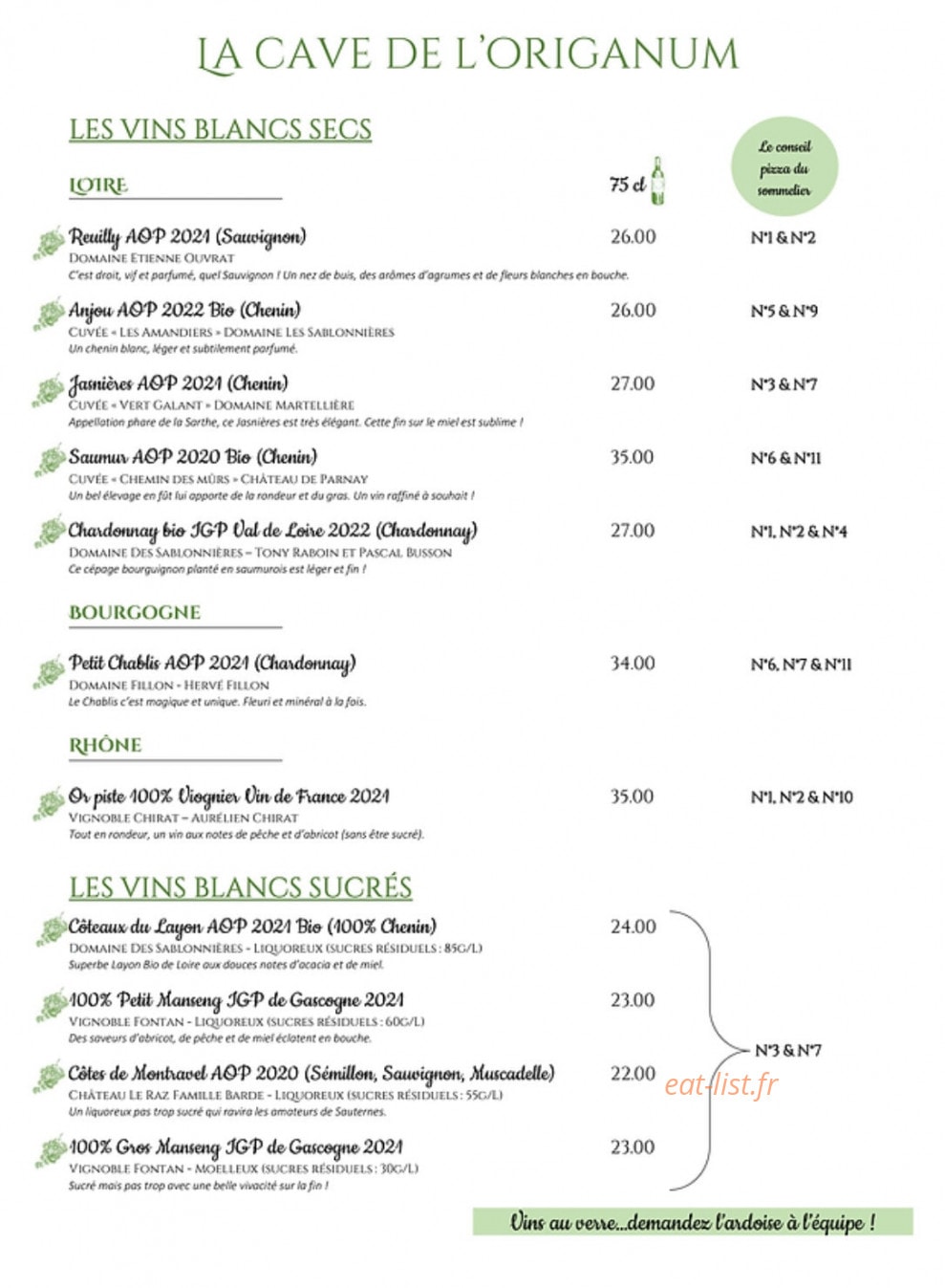 L’Origanum — carte page 5