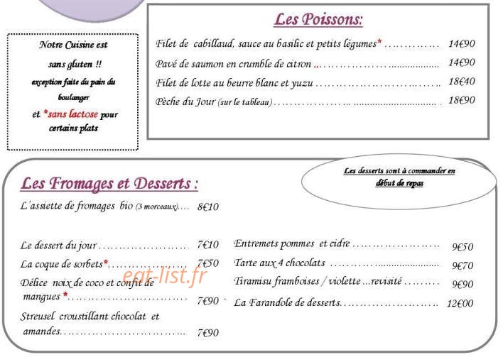 La Ciboulette — carte page 2