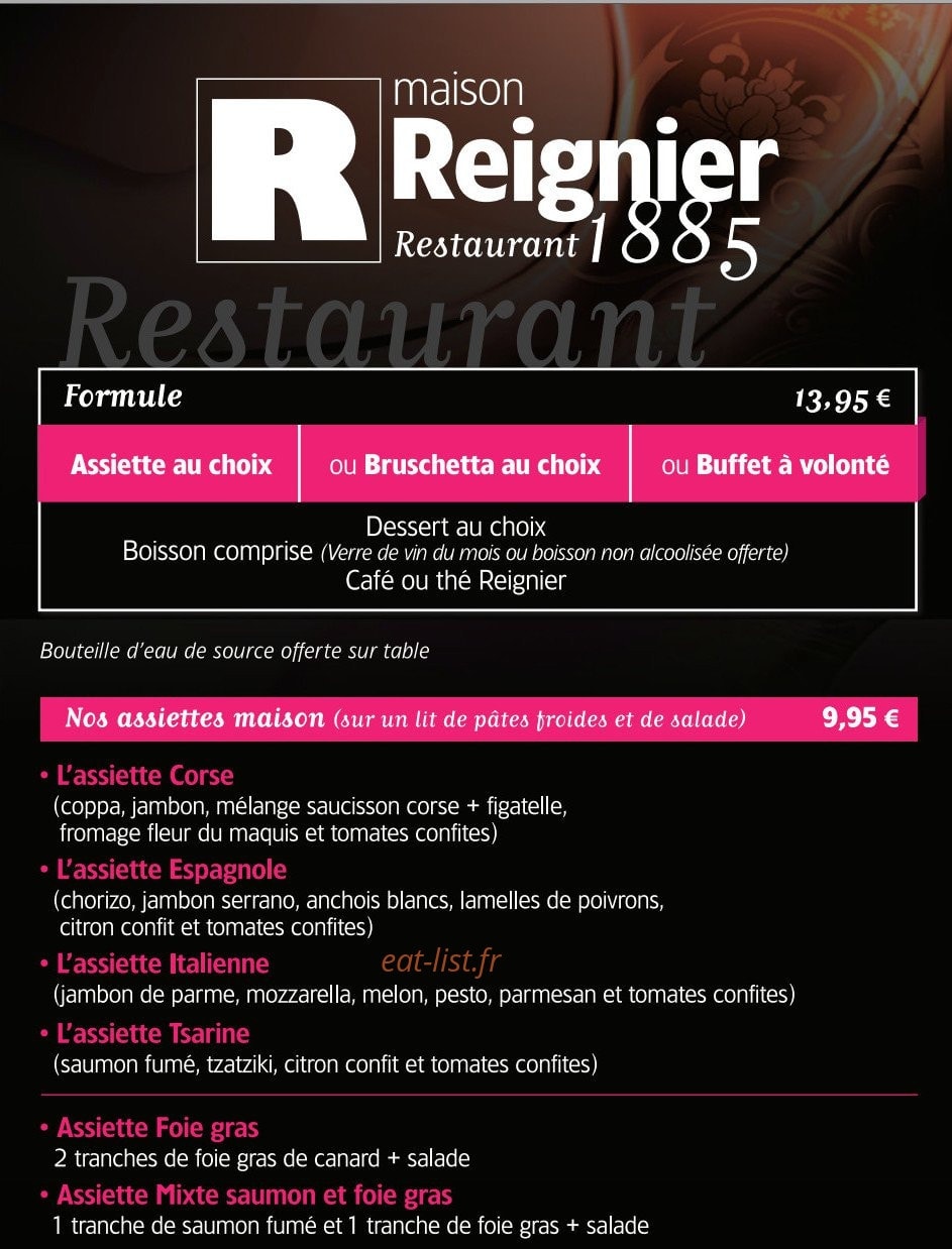 La Maison Reignier — carte page 7