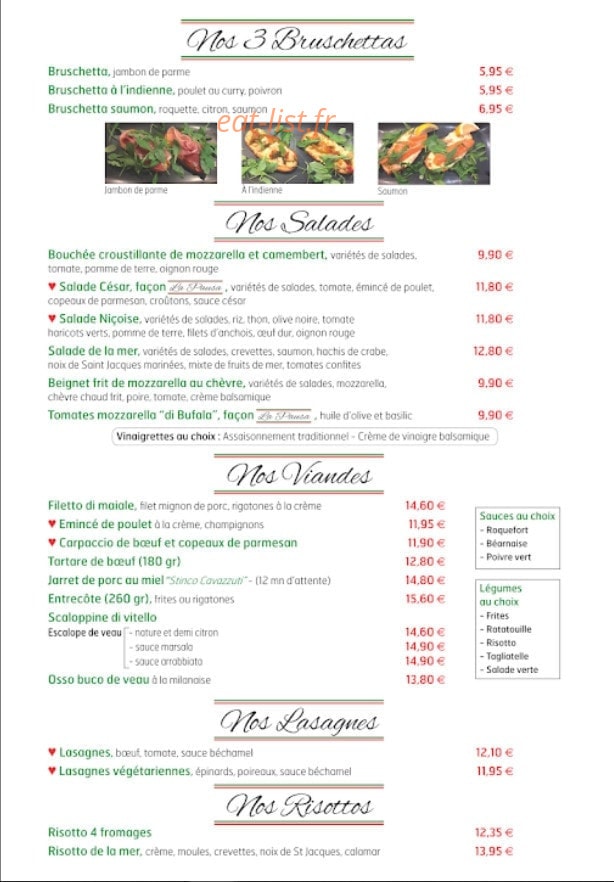 La Pausa pizza — carte page 2