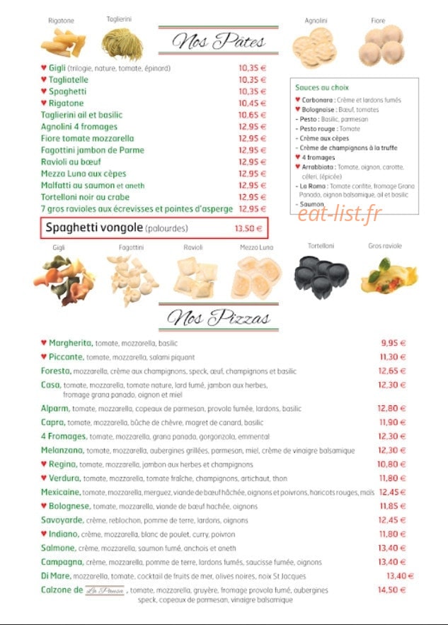 La Pausa pizza — carte page 3