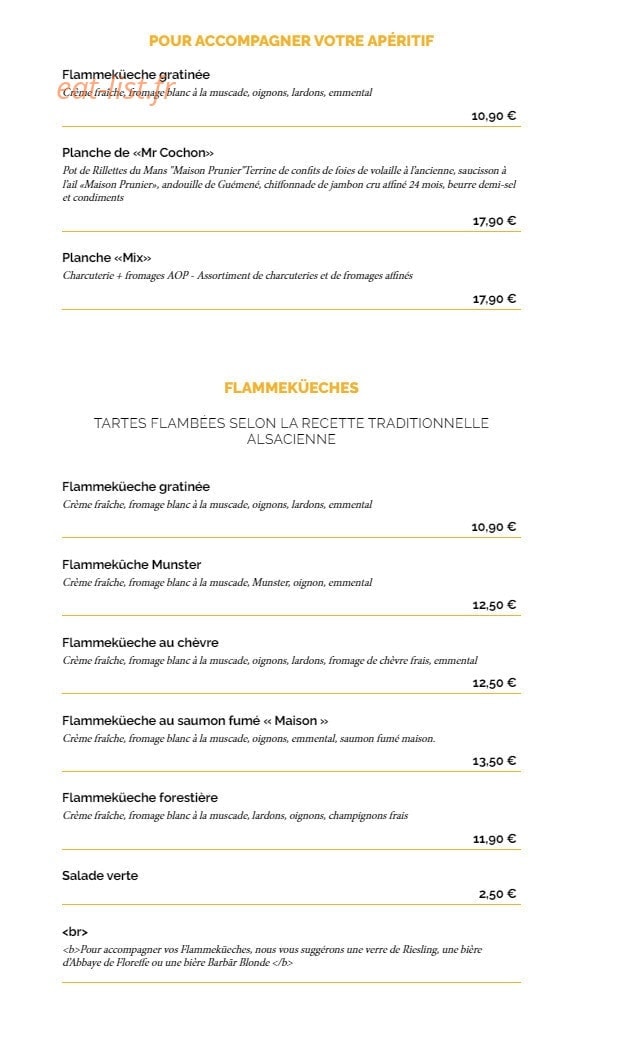 La Taverne — carte page 1