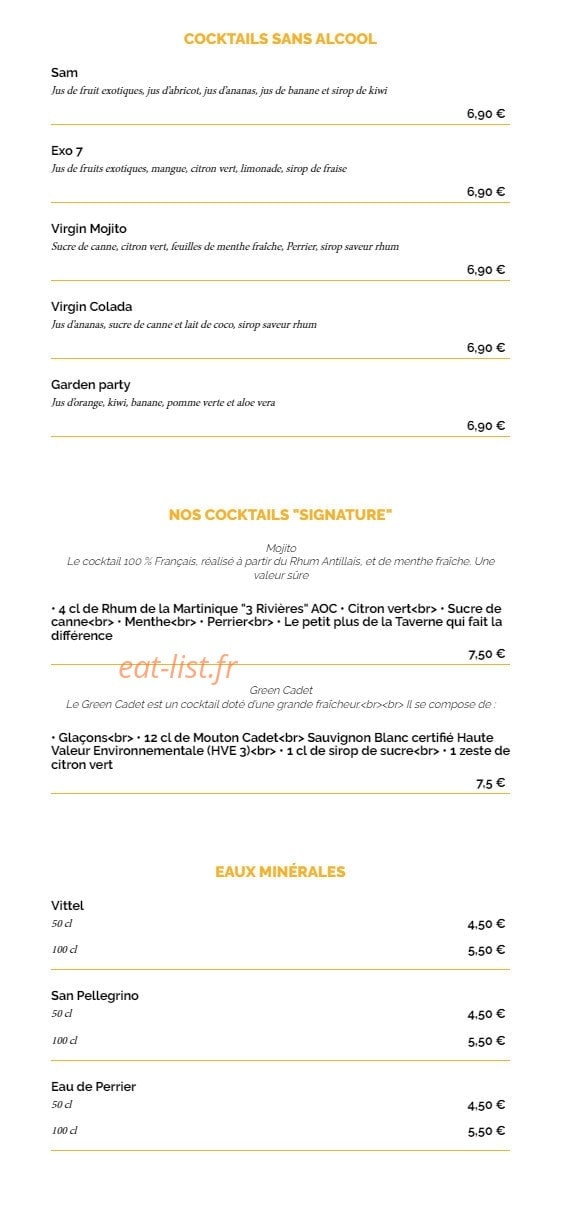 La Taverne — carte page 16