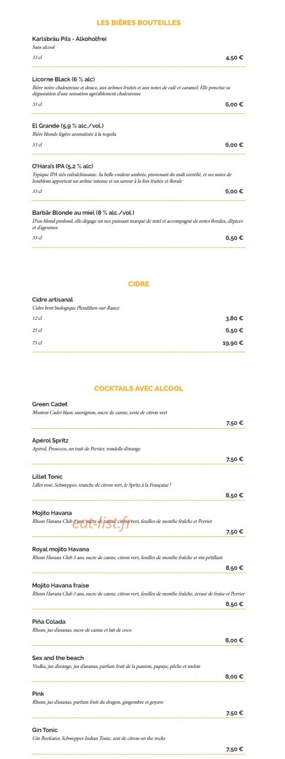 La Taverne — carte page 15