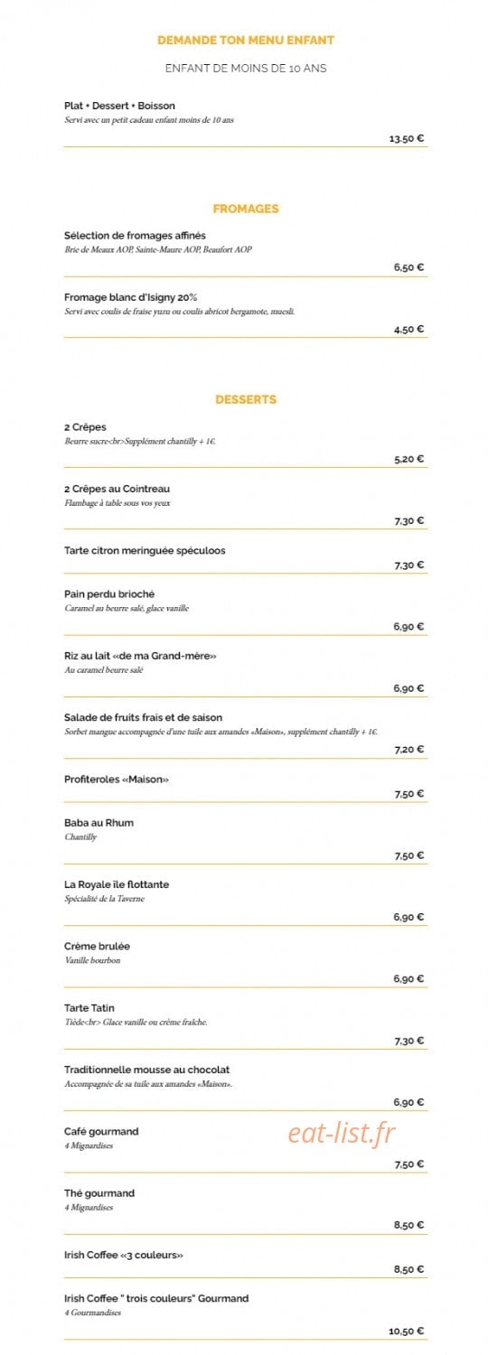 La Taverne — carte page 8