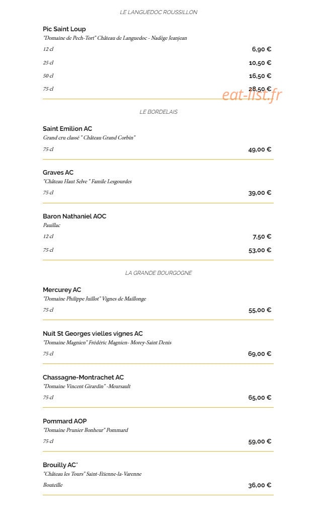 La Taverne — carte page 12