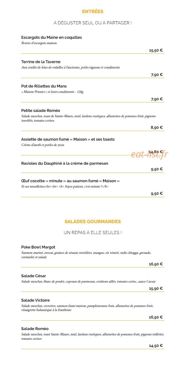 La Taverne — carte page 2
