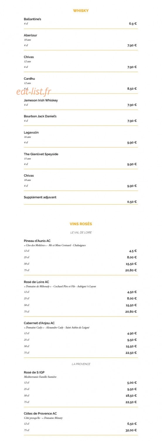 La Taverne — carte page 13