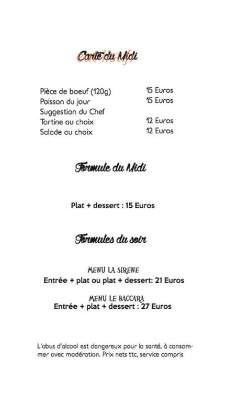 Le Baccara — carte page 2