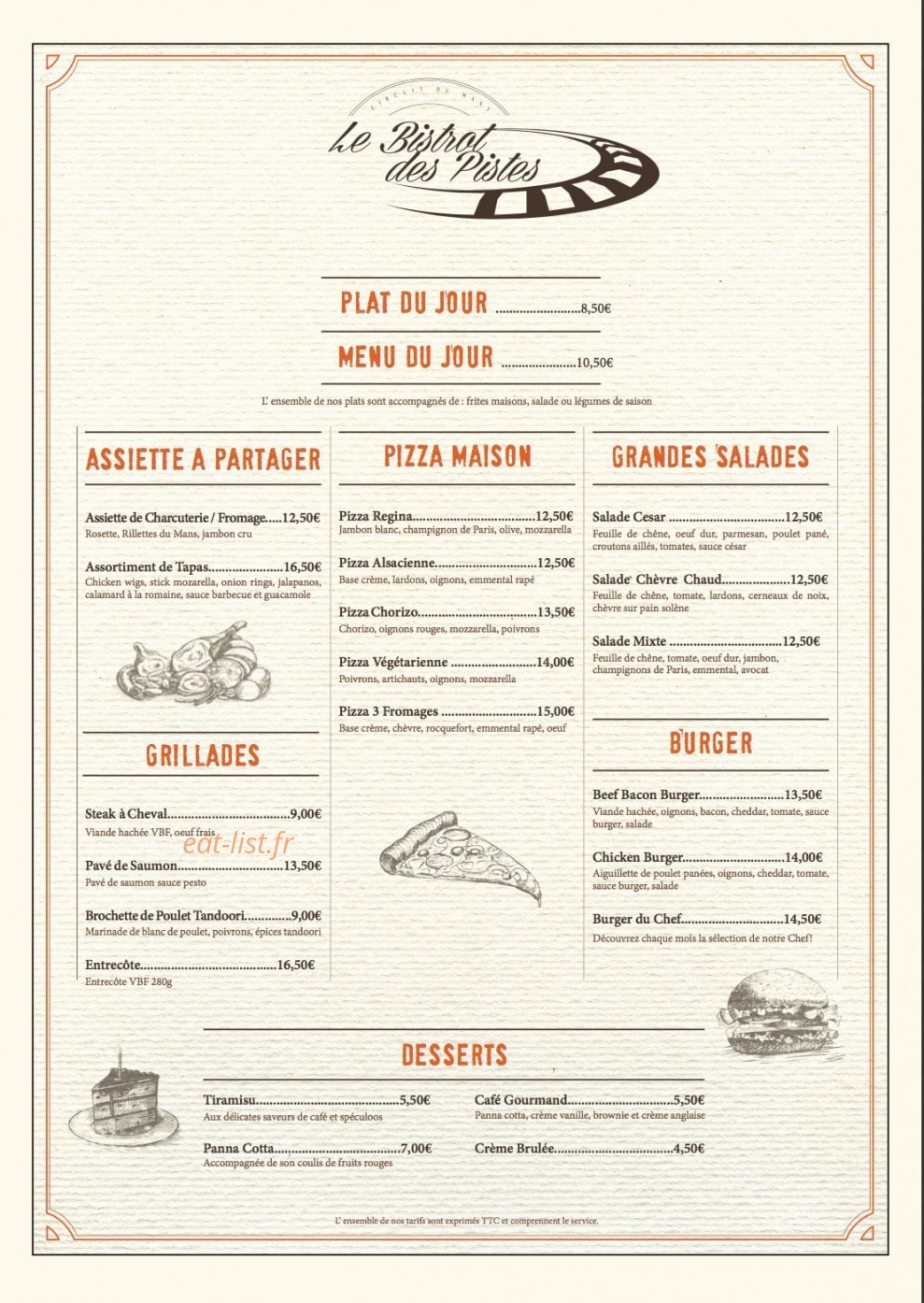 Le Bistrot des Pistes — carte page 1