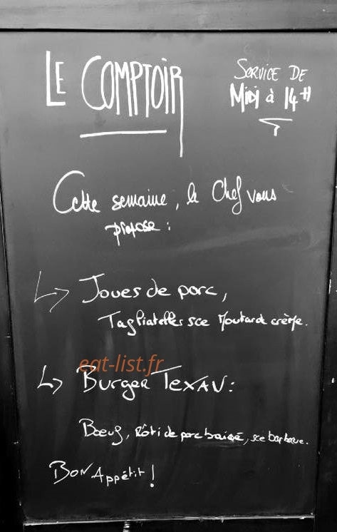 Le comptoir — carte page 1