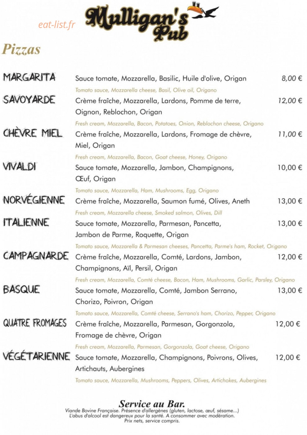 Le Mulligan's — carte page 2