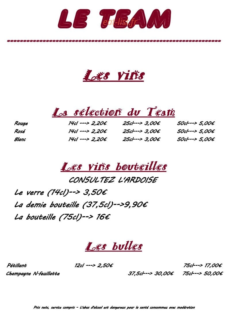Le team — carte page 1