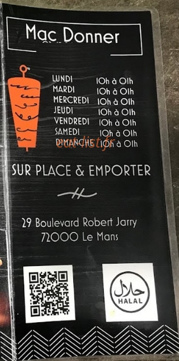 Mac' Doner — carte page 1