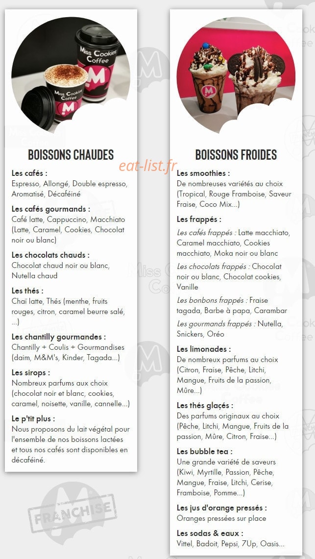 Miss Cookies Coffee — carte page 4