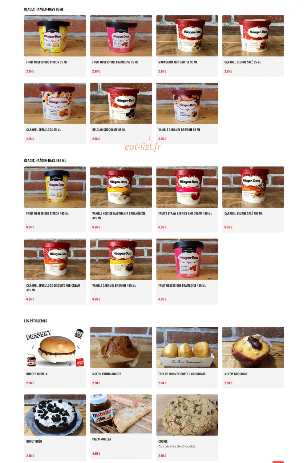 Original Burger Store — carte page 8