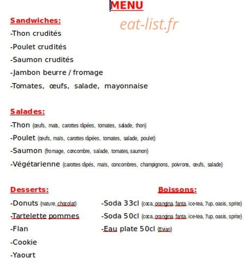 Paix'sandwich — carte page 1