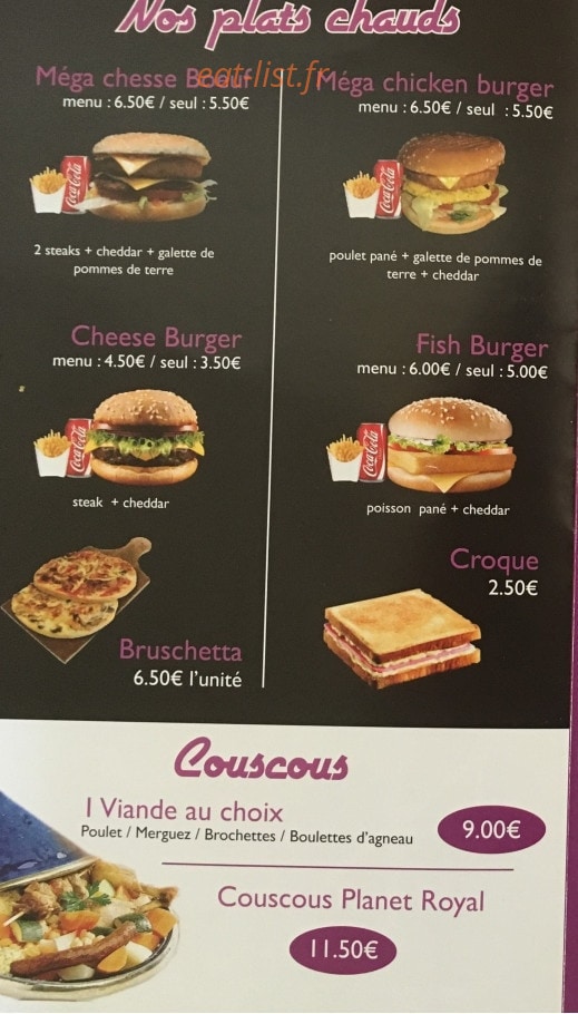 Planet Food — carte page 3