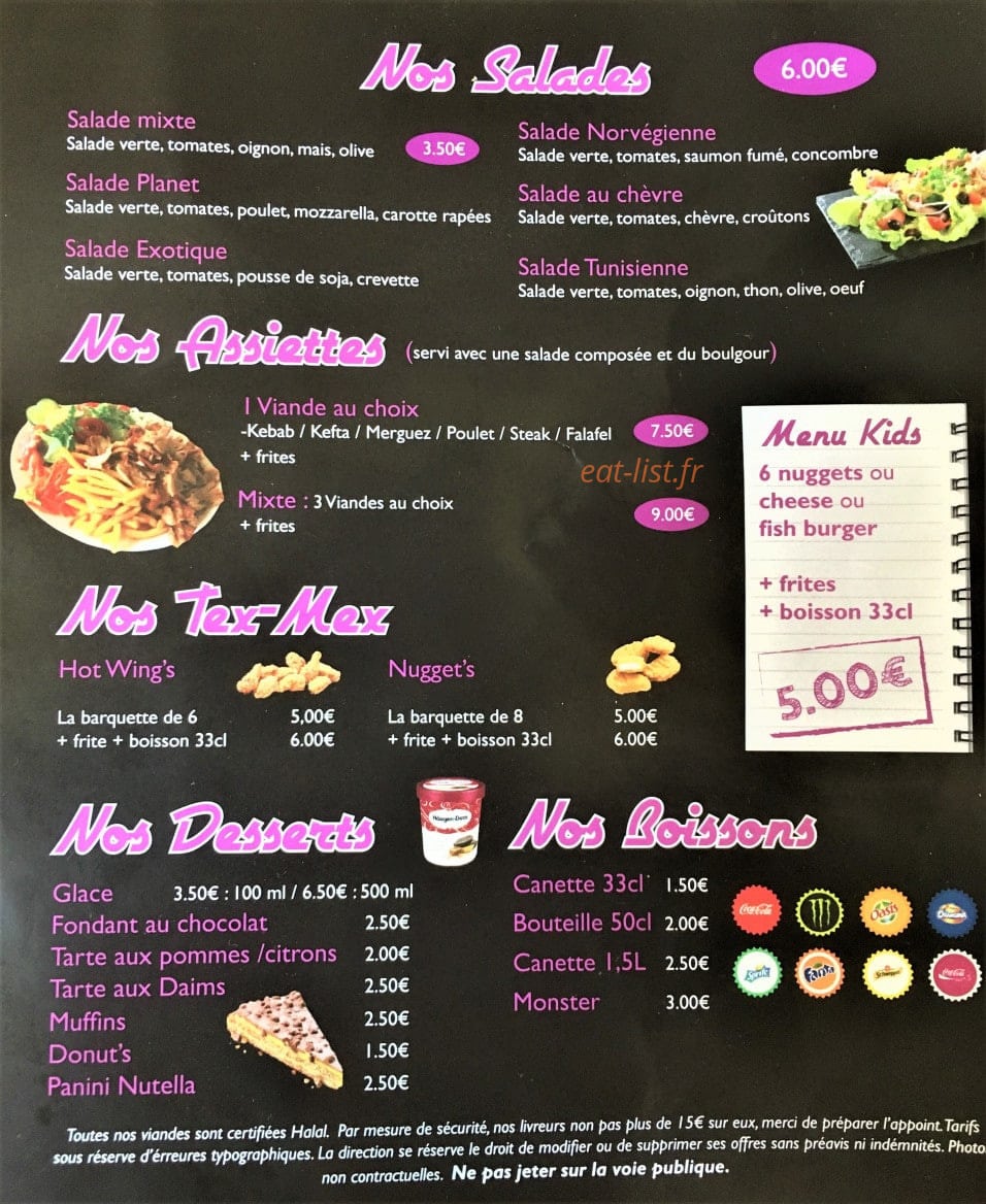 Planet Food — carte page 4