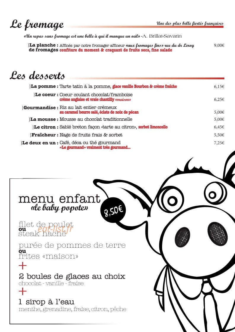 Popote & Papilles — carte page 2