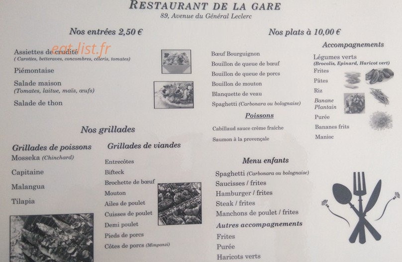 Restaurant de la gare — carte page 2
