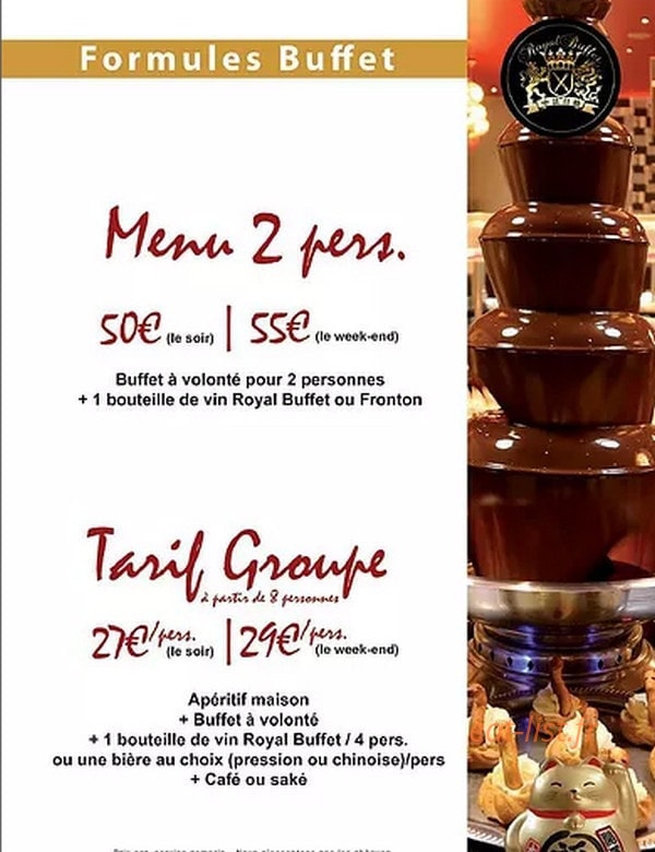 Royal Buffet — carte page 3