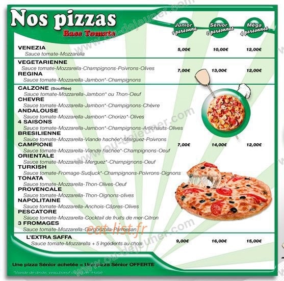 Saffa Pizza — carte page 2