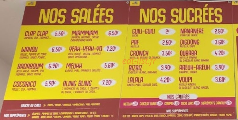 Sucré & Salé — carte page 1