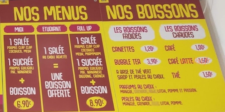 Sucré & Salé — carte page 2