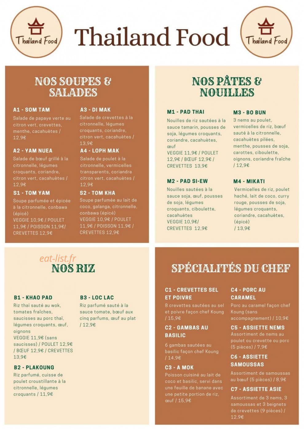 Thailand Food — carte page 2