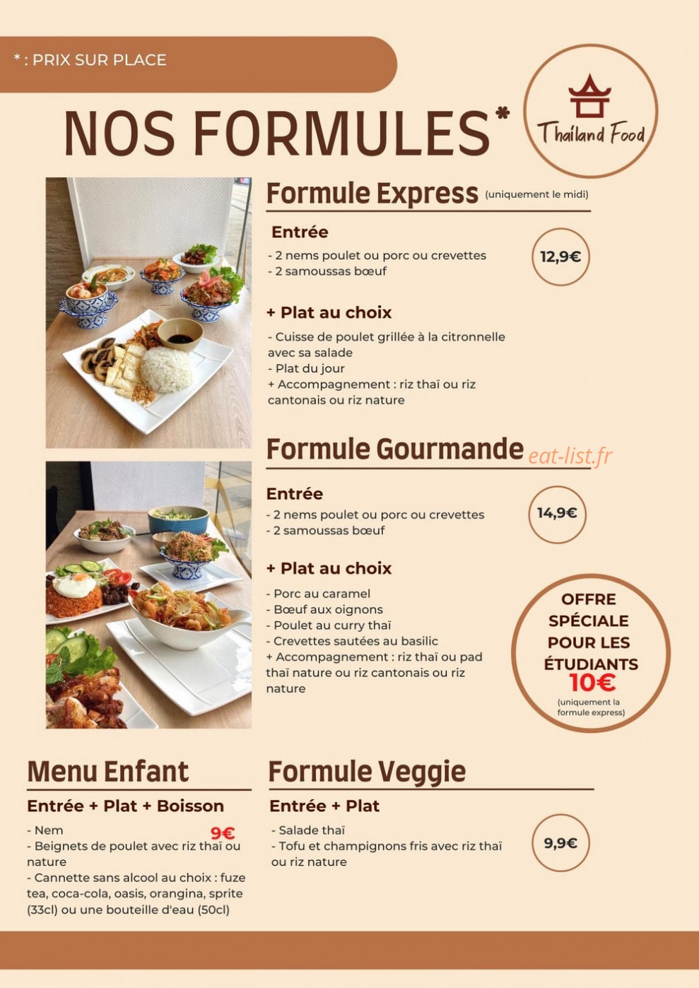 Thailand Food — carte page 1
