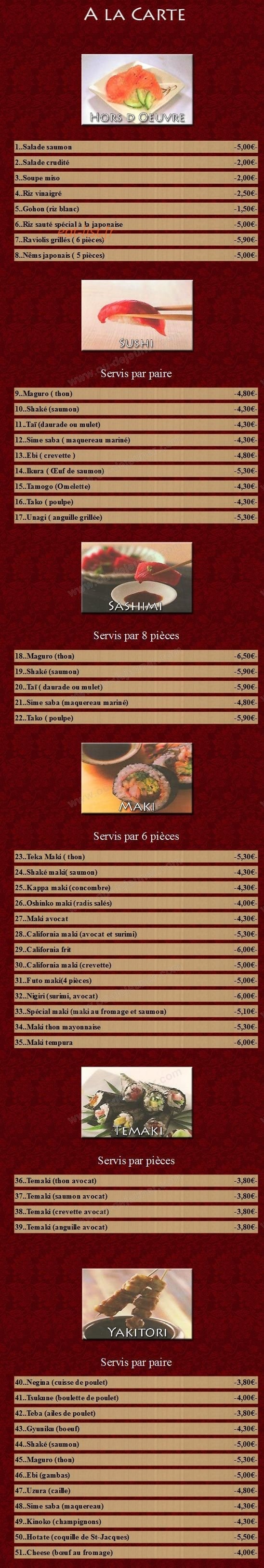 Tokyo Sushi — carte page 7