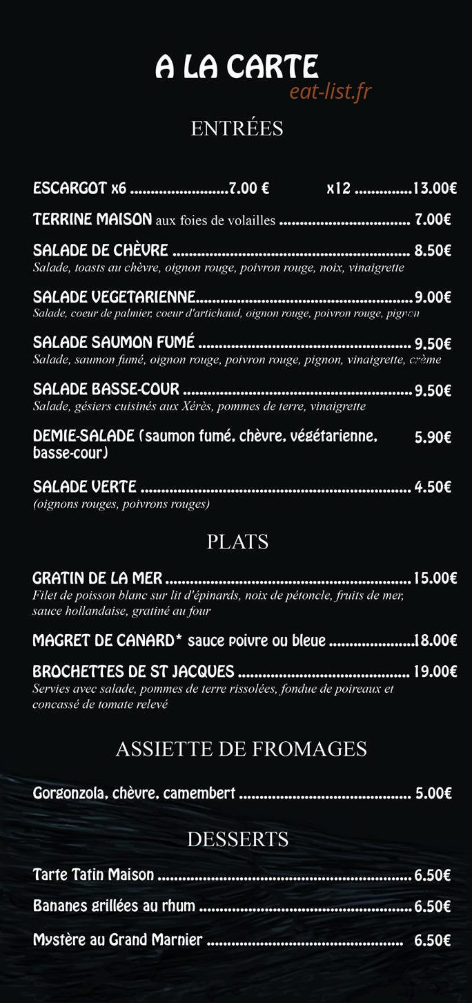 Carte et menu de Crêperie Les Ardoisieres à Saint Aubin de Locquenay — Les entrées, plats, fromages et desserts