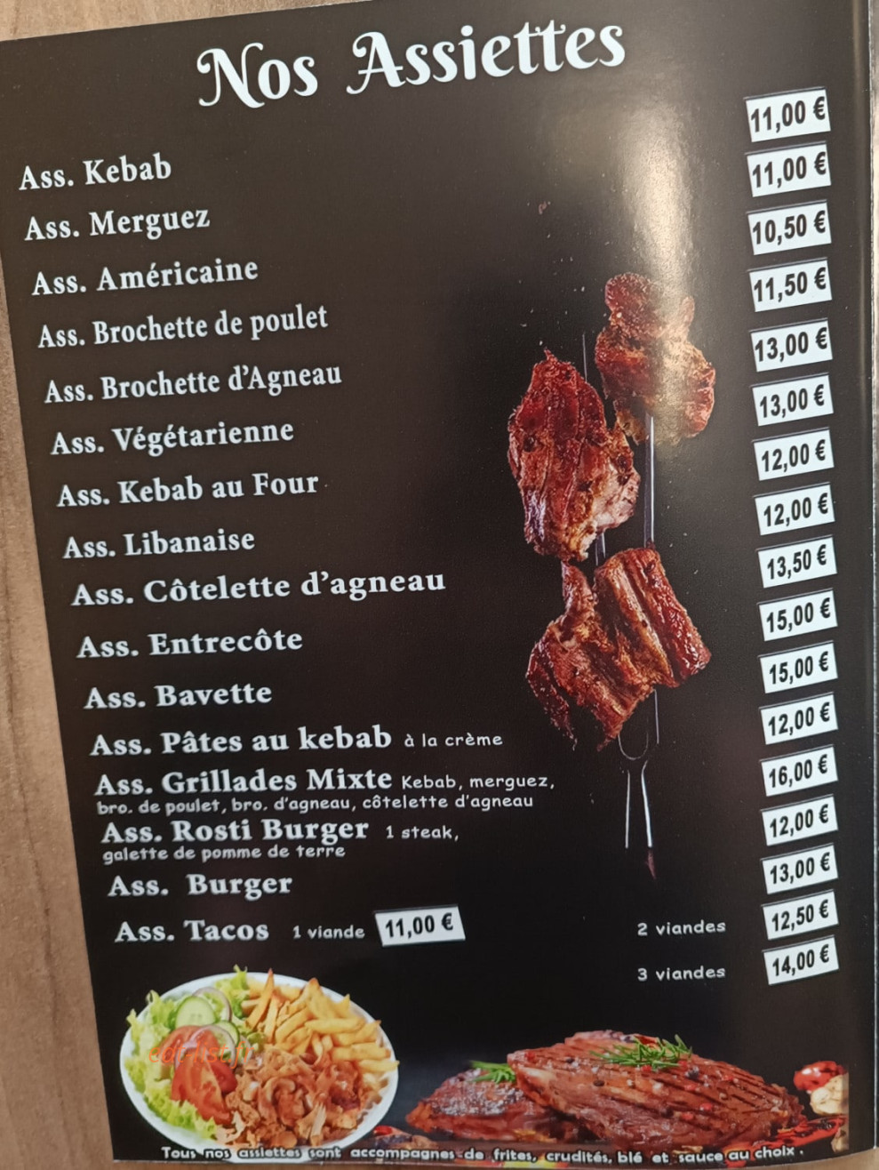 Carte et menu de Les Grillades de Sillé à Sille le Guillaume — Les assiettes