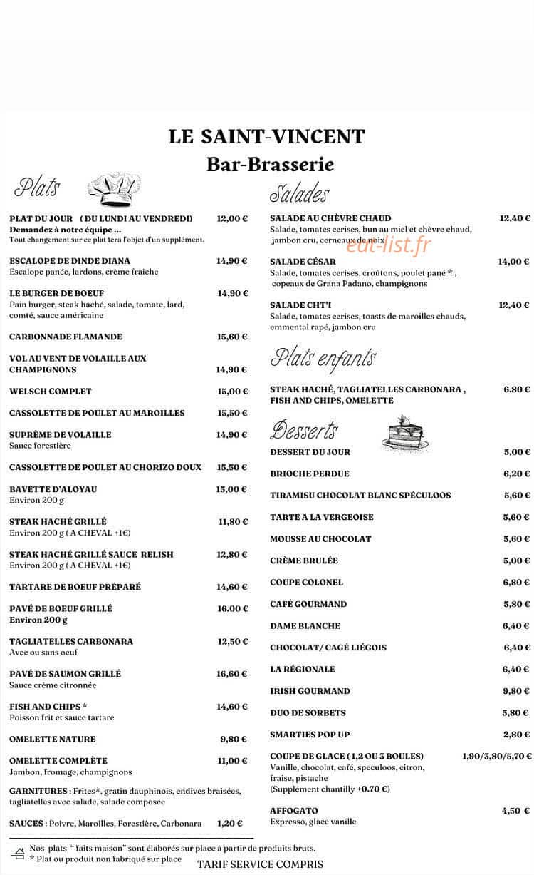 Le Saint Vincent — carte page 1