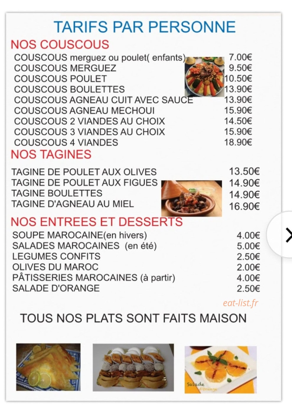 Le Petit Resto — carte page 1