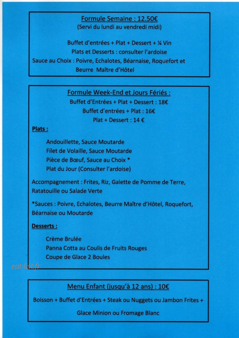 Le Chalet du Lac — carte page 1