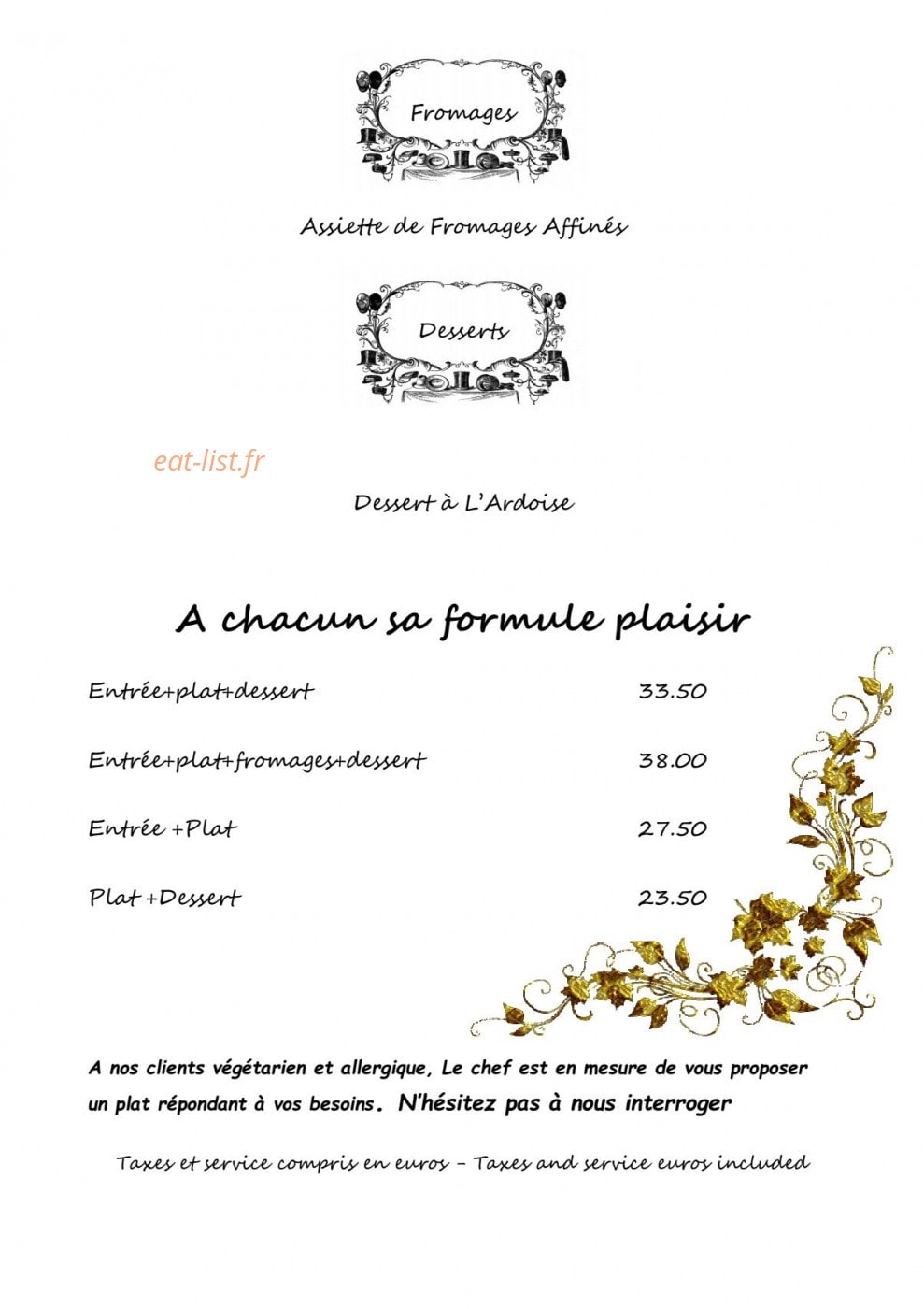 Restaurant du Chemin de Fer — carte page 2