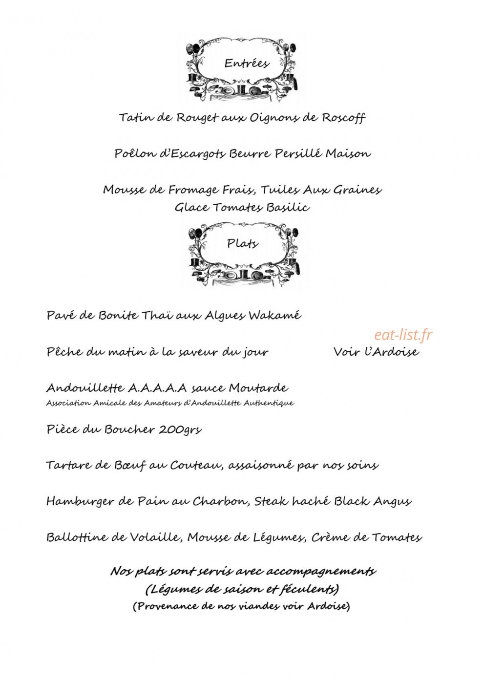 Restaurant du Chemin de Fer — carte page 1