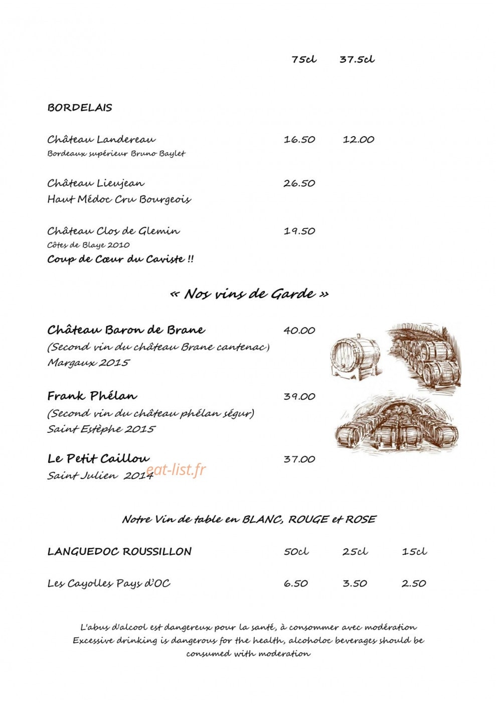Restaurant du Chemin de Fer — carte page 8