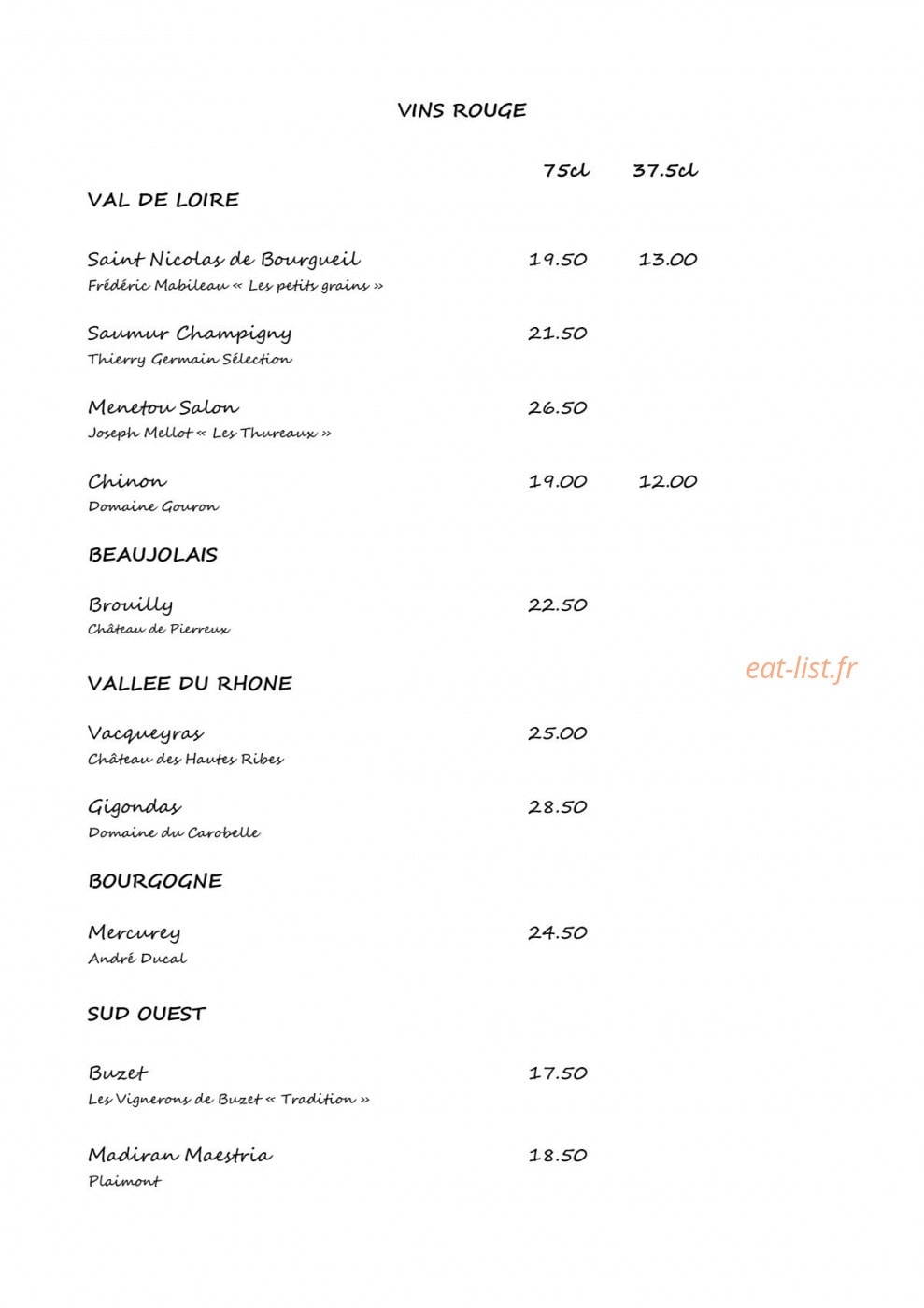 Restaurant du Chemin de Fer — carte page 7