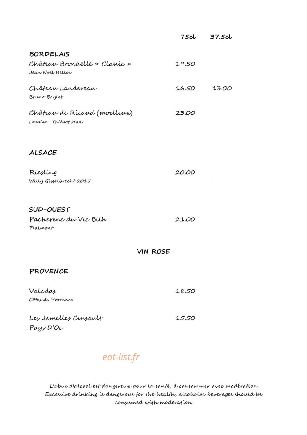 Restaurant du Chemin de Fer — carte page 6