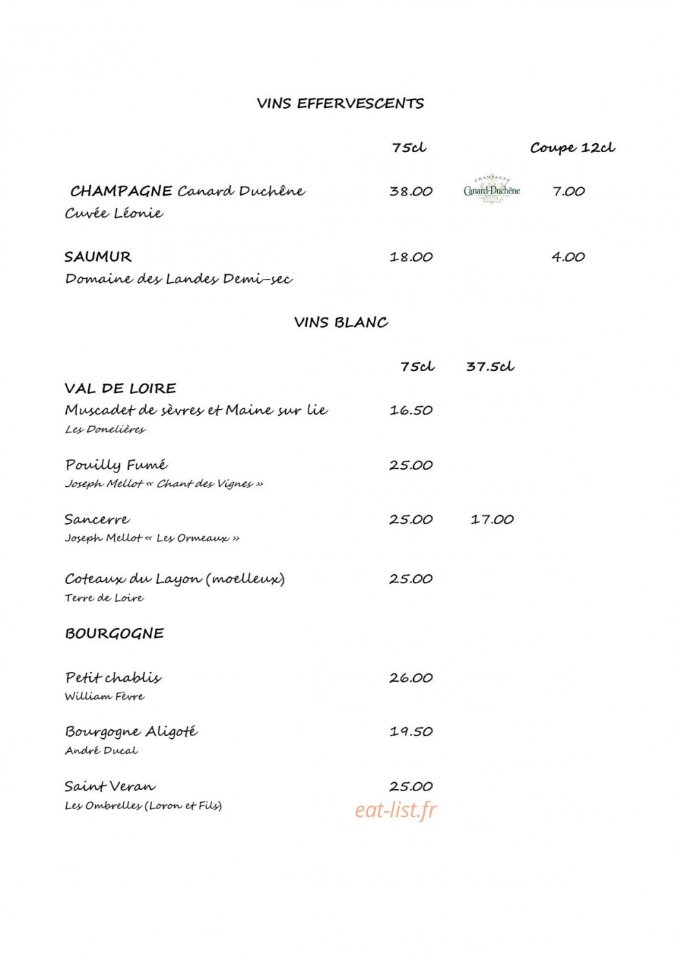 Restaurant du Chemin de Fer — carte page 5