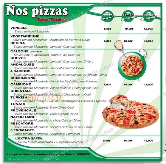 Saffa Pizza — carte page 2