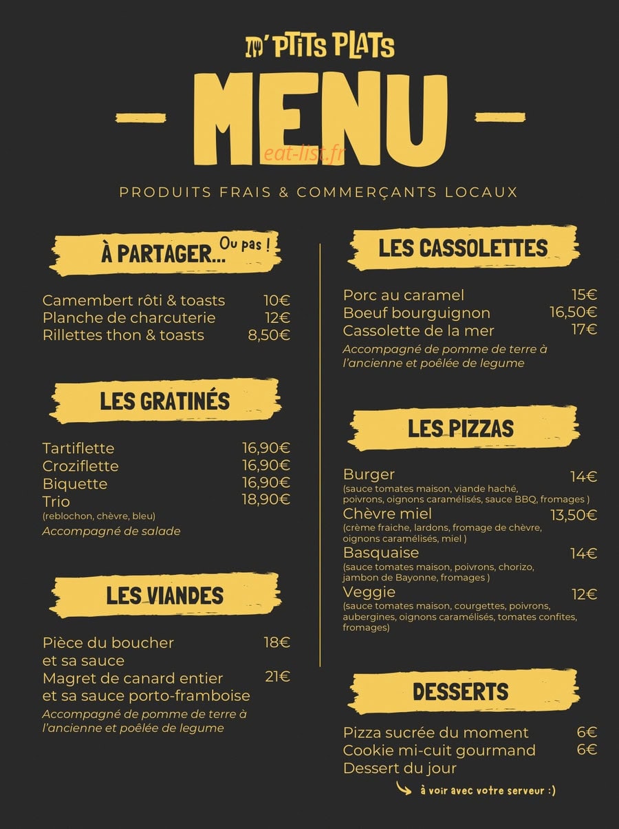 D’ptits plats — carte page 1