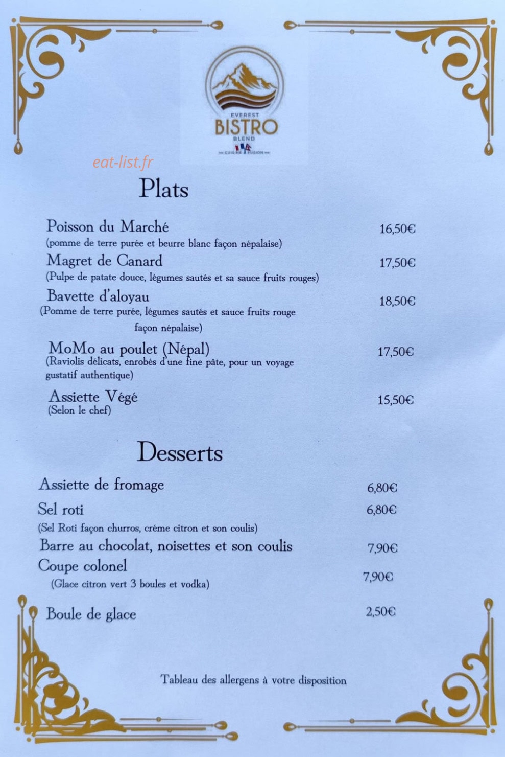 Everest Bistro Blend — carte page 2