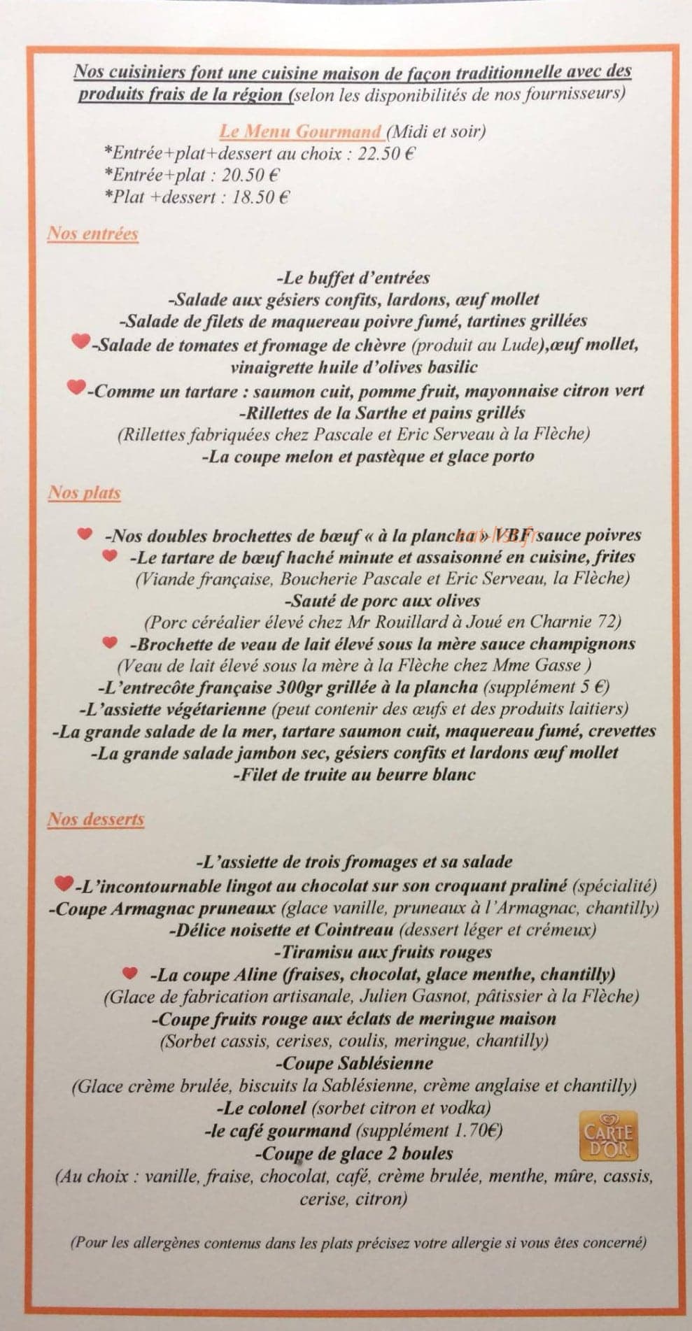 L'Idée Gourmande à La Fleche menu et photos