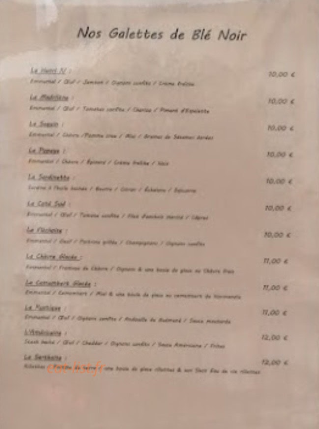 La Table d'Henri — carte page 4